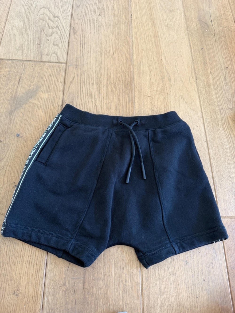 Burberry Black Logo-Trim Drawstring Shorts